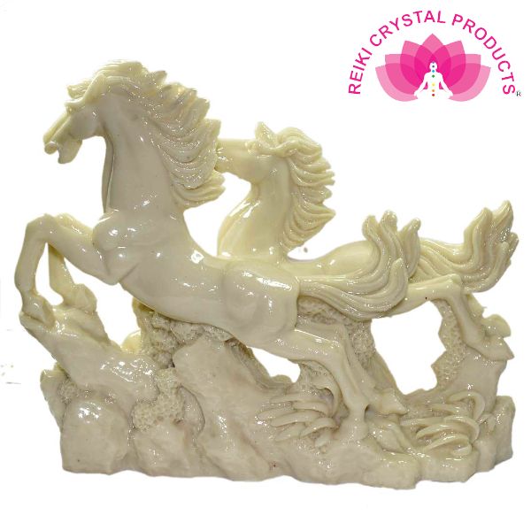 Two / 2 Big White Running Horses