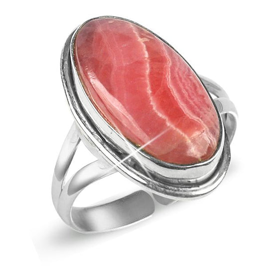 Natural Crystal Gemstone Adjustable Silver Ring for Unisex