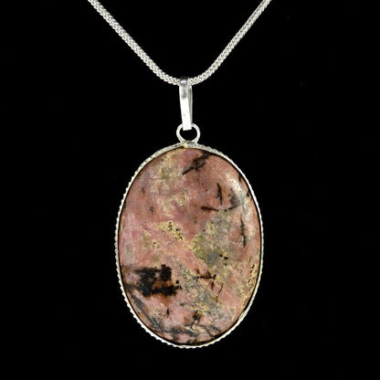 Natural Rhodonite Healing Crystal Necklace