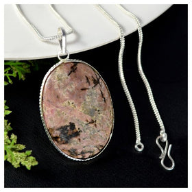 Rhodonite Gemstone Pendant Necklace