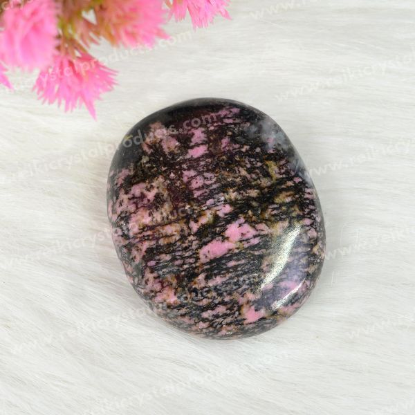 Polished Rhodonite Palm Stone for Emotional Healing