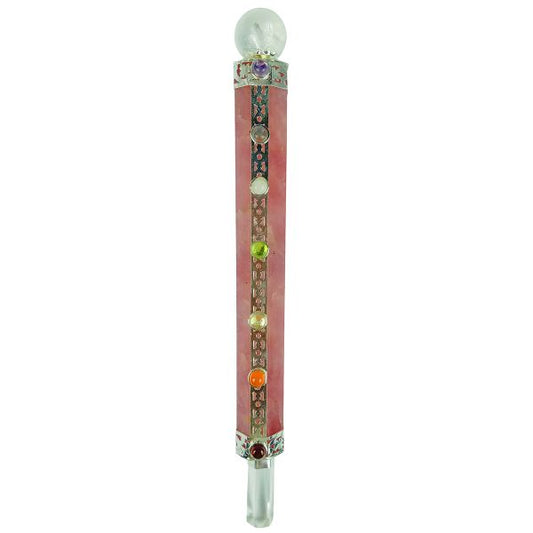 Rose Quartz Chakra Beads Healing Wand