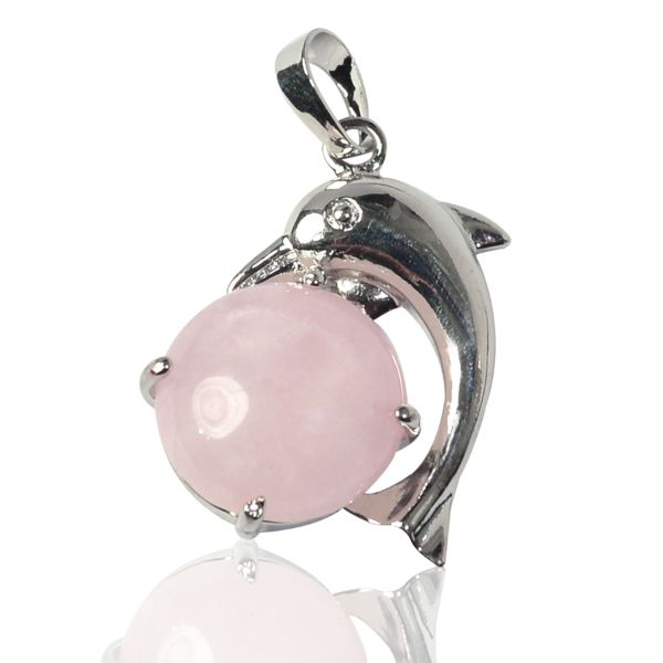 AAA Natural Crystal Stone Dolphin Shape Pendant - Locket with Metal Chain