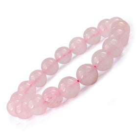 Natural Rose Quartz 10 mm Round Bead Bracelet Reiki Charged Crystal