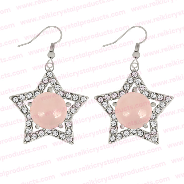 Natural Crystal Stone Star Shape Earrings for Girls Women