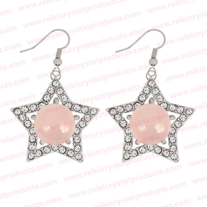 Natural Crystal Stone Star Shape Earrings for Girls Women