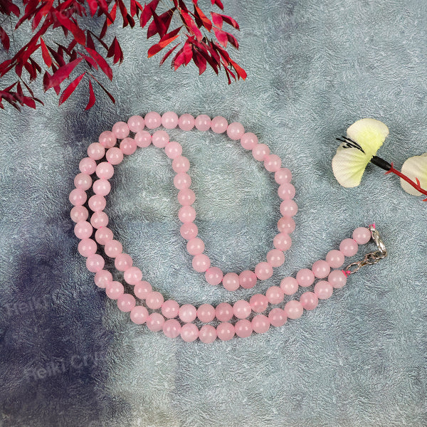 Natural Crystal Stone 6 mm Round Bead Necklace Mala for Girls & Women