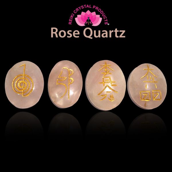 Natural Stone Oval Shape Reiki Symbol Set 4 pcs