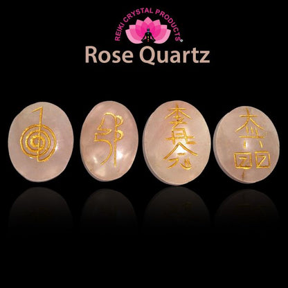 Natural Stone Oval Shape Reiki Symbol Set 4 pcs