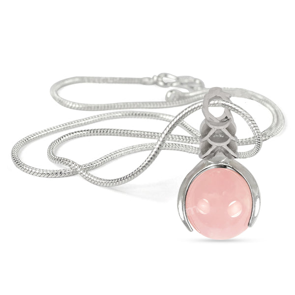 Natural Crystal Stone Ball Shape Pendant - Locket with Metal Chain