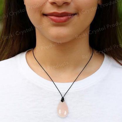 Natural Crytal Stone Drop Shape Pendant with Thrad for Unisex