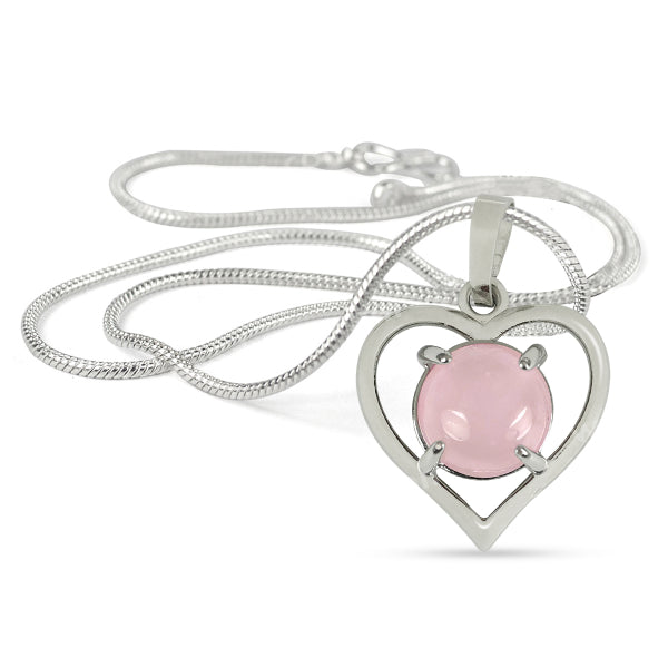 Natural Crystal Stone Heart Shape Pendant - Locket with Metal Chain