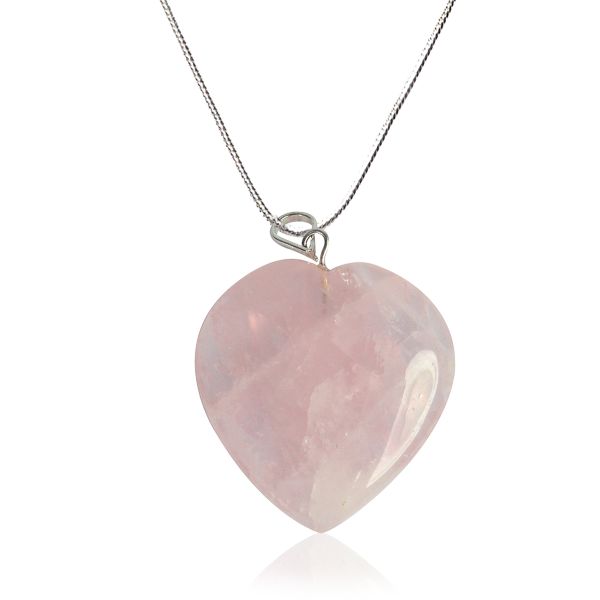 Natural Crystal Stone Heart Shape Pendant/Locket Size 25-30 mm with Metal Chain