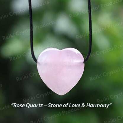 Natural Crystal Stone Heart Shape Pendant Locket with Thread for Unisex