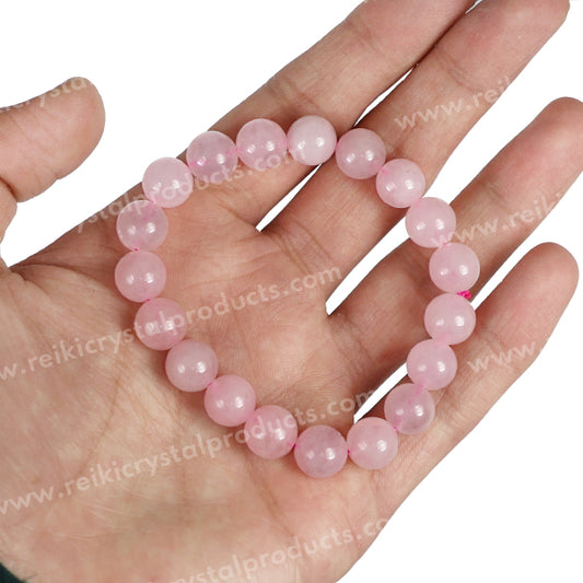 Rose Quartz 10 mm Round Bead Bracelet