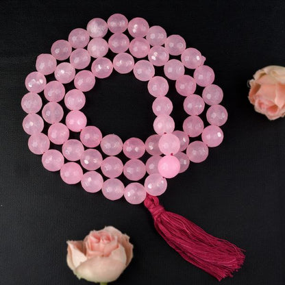 Natural Crystal Stone 12 mm Faceted Beads Mala for Unisex