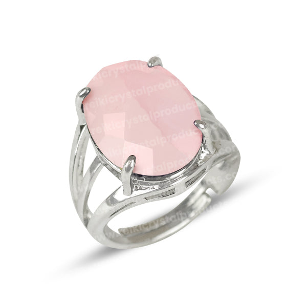 Natural Crystal Gemstone Adjustable Oval Shape Ring