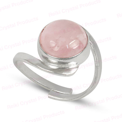 Natural Crystal Gemstone Adjustable Round Shape Ring