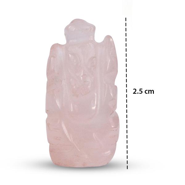 Rose Quartz Crystal Ganesha Idol Murti for Protection & Decorative Showpiece-2.4 cm (1 inch)