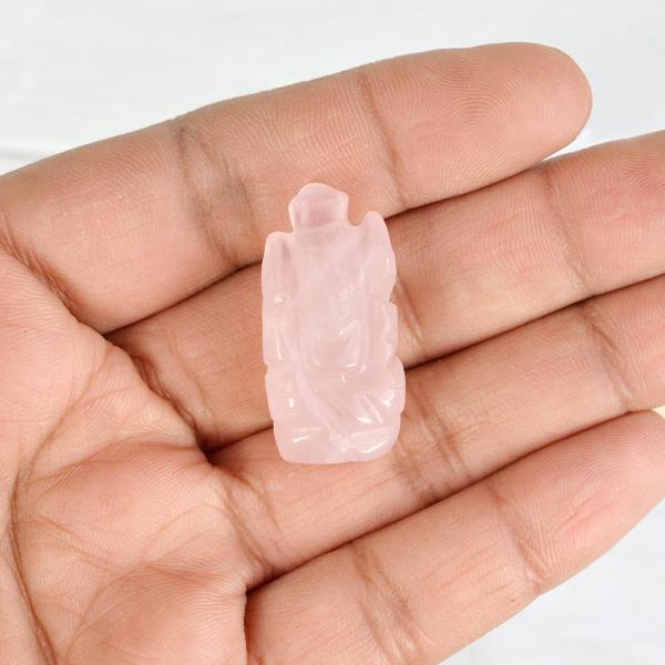 Rose Quartz Crystal Ganesha Idol Murti for Protection & Decorative Showpiece-2.4 cm (1 inch)