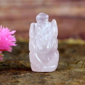 Rose Quartz Crystal Ganesha Idol Murti for Protection & Decorative Showpiece-2.4 cm (1 inch)