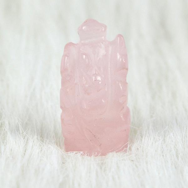 Rose Quartz Crystal Ganesha Idol Murti for Protection & Decorative Showpiece-2.4 cm (1 inch)
