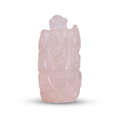 Rose Quartz Crystal Ganesha Idol Murti for Protection & Decorative Showpiece-2.4 cm (1 inch)