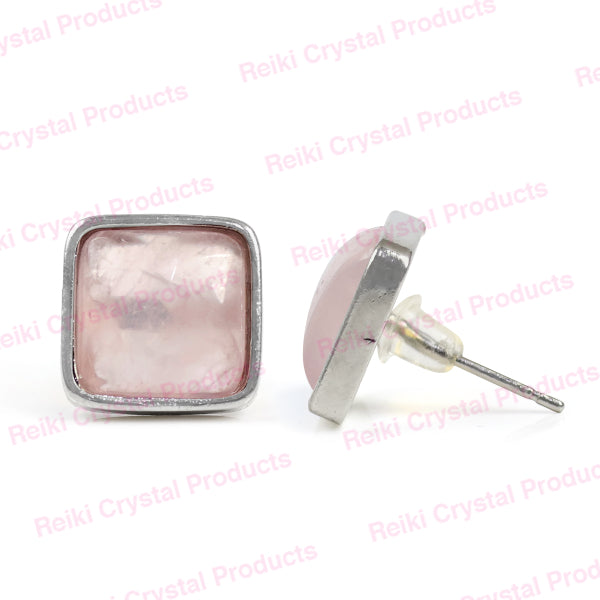 Natural Crystal Stone Square Earrings / Tpos / Studs for Girls Women