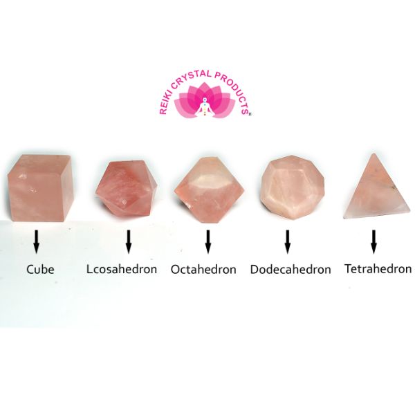 rose quartz crystal geometry set 5 pc