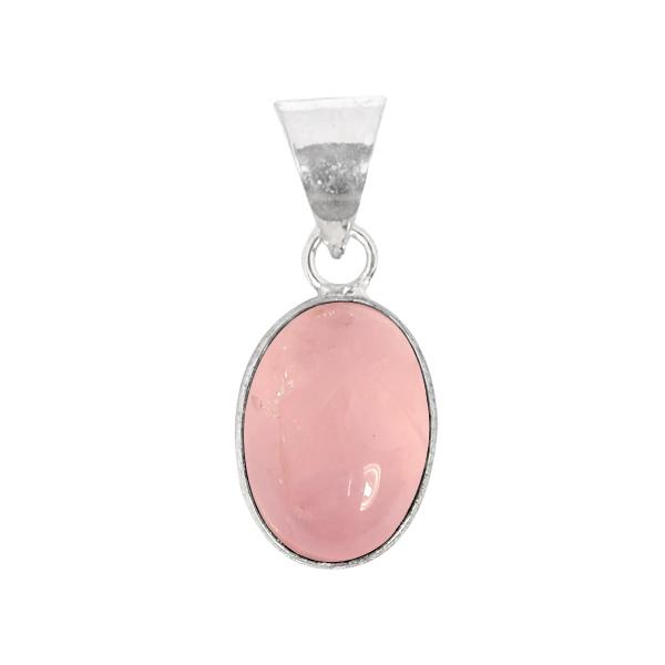 Natural Rose Quartz Oval Shape Pendant Locket with Metal Chain for Unisex