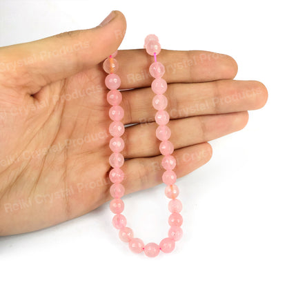 Rose Quartz 8 mm Faceted Loose Beads 45-50 pcs for Making Bracelet Mala Necklaces