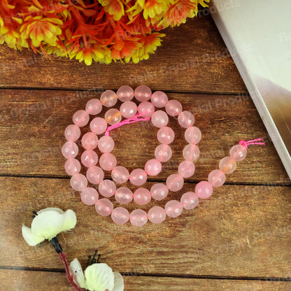 Rose Quartz 8 mm Faceted Loose Beads 45-50 pcs for Making Bracelet Mala Necklaces
