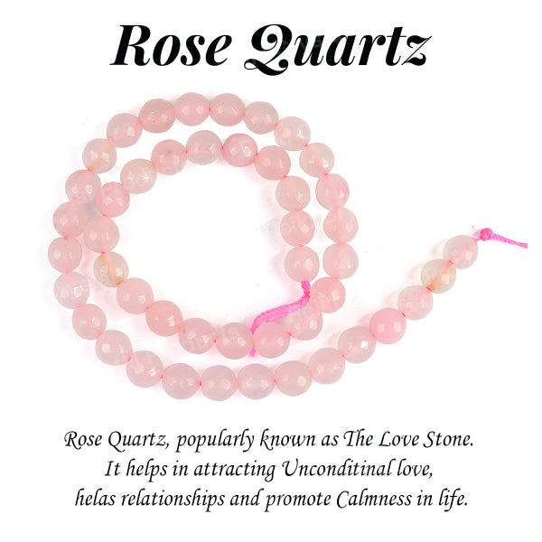 Rose Quartz 8 mm Faceted Loose Beads 45-50 pcs for Making Bracelet Mala Necklaces