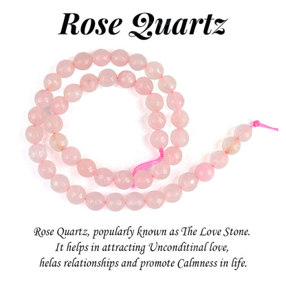 Rose Quartz 8 mm Faceted Loose Beads 45-50 pcs for Making Bracelet Mala Necklaces