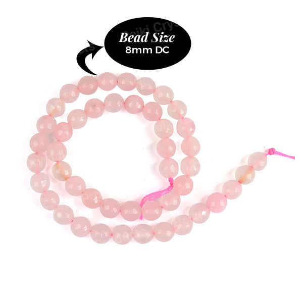 Rose Quartz 8 mm Faceted Loose Beads 45-50 pcs for Making Bracelet Mala Necklaces