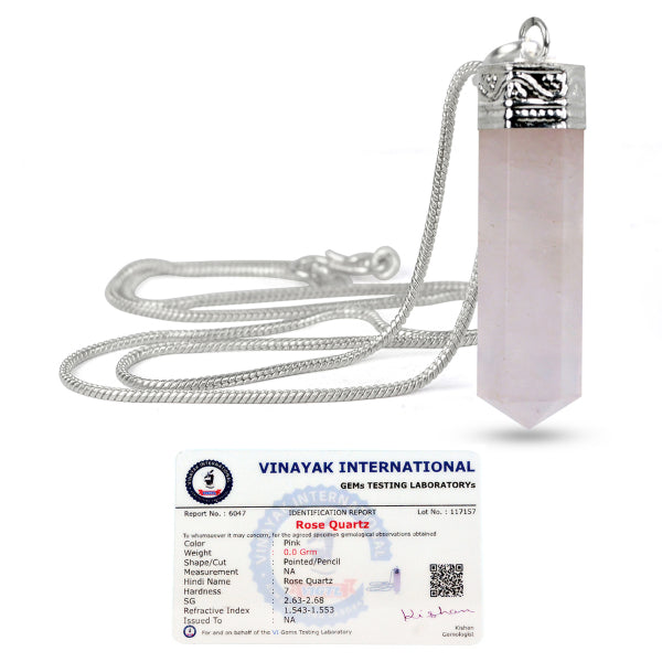 Certified AAA Natural Crystal Stone Pencil Shape Pendant - Locket with Metal Chain