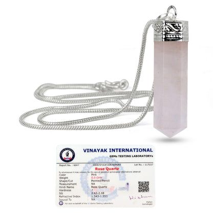 Certified AAA Natural Crystal Stone Pencil Shape Pendant - Locket with Metal Chain