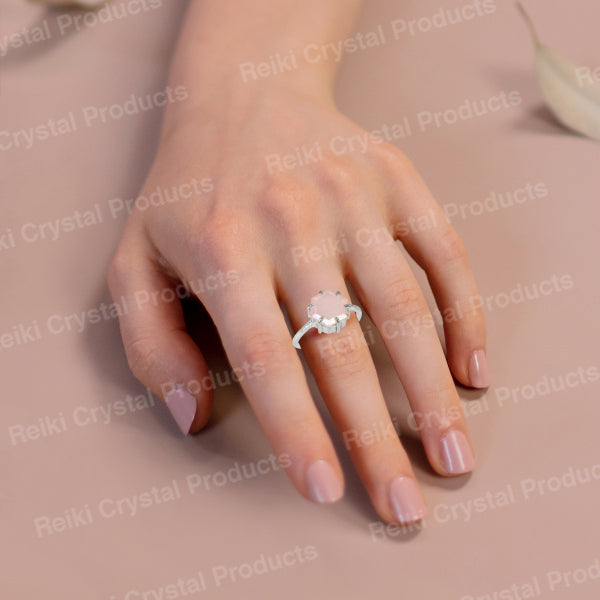 Rose Quartz Gemstone Adjustable Ring for Unisex