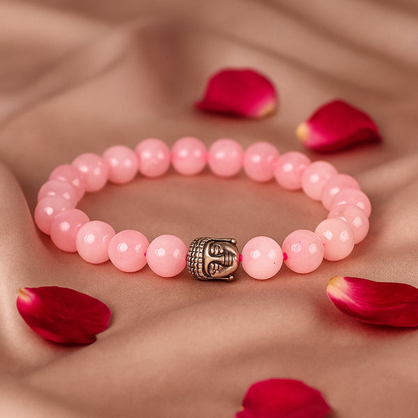 Natural Crystal Stone with Buddha Head Charm 8 mm Bracelet