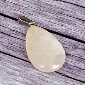 Natural Rose Quartz Pendant Drop Shape Pendant for Unisex