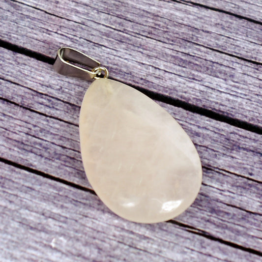 Natural Rose Quartz Pendant Drop Shape Pendant for Unisex