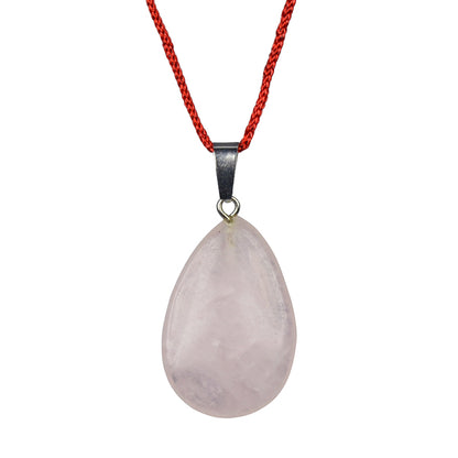 Natural Rose Quartz Pendant Drop Shape Pendant for Unisex