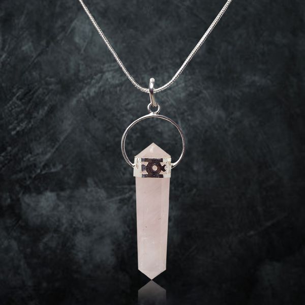 Natural Double Terminated Pencil Shape Pendant - Locket with Chain