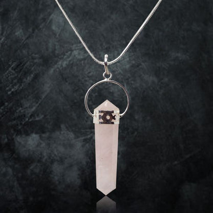 Natural Double Terminated Pencil Shape Pendant - Locket with Chain