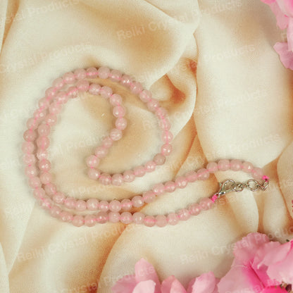 Natural Crystal Stone 6 mm Faceted Bead Necklace for Women & Girls