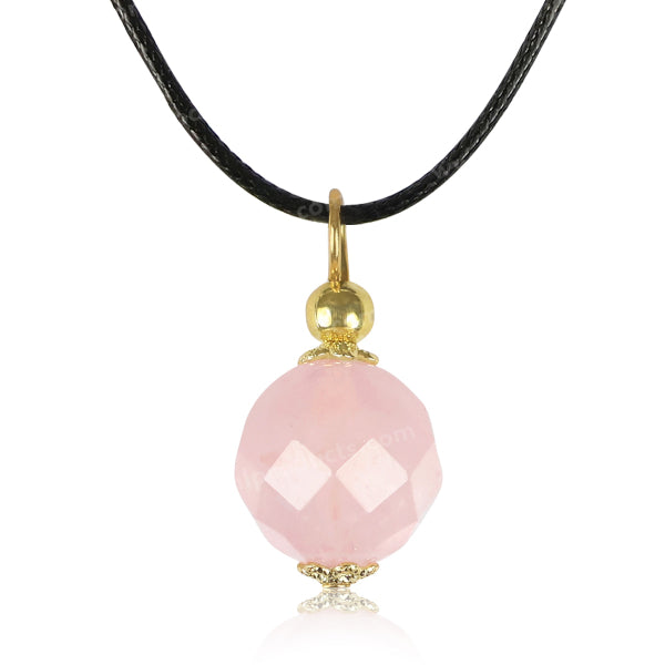 Natural Rose Quartz Ball Pendant - Locket With Thread Crystal Stone Pendant for Unisex