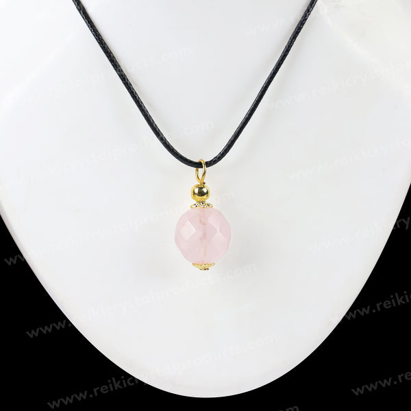 Natural Rose Quartz Ball Pendant - Locket With Thread Crystal Stone Pendant for Unisex