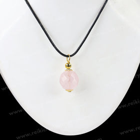 Natural Rose Quartz Ball Pendant - Locket With Thread Crystal Stone Pendant for Unisex