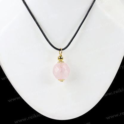 Natural Rose Quartz Ball Pendant - Locket With Thread Crystal Stone Pendant for Unisex