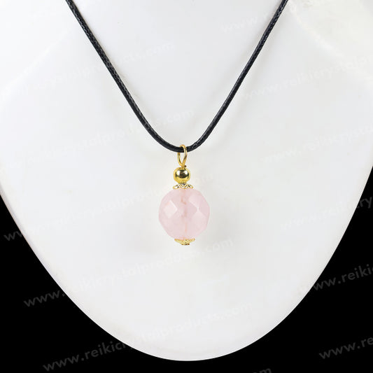 Natural Rose Quartz Ball Pendant - Locket With Thread Crystal Stone Pendant for Unisex